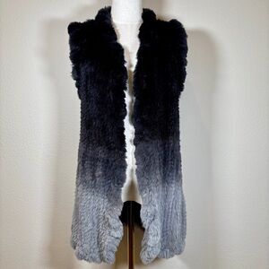 Love Token Black and Gray Ombré Rabbit Fur Vest Size Small